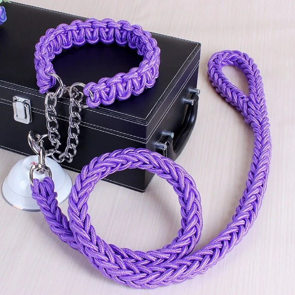 Two color collar eight strand rope P chain pet leash large medium dog
