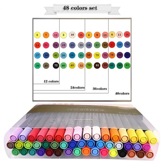 80 цветов, художественные маркеры, акварельные кисти, набор ручек, двойная головка, профессиональные маркеры для эскизов, кисть для рисования, дизайнерские товары для рукоделия - Цвет: 48 Colors Set
