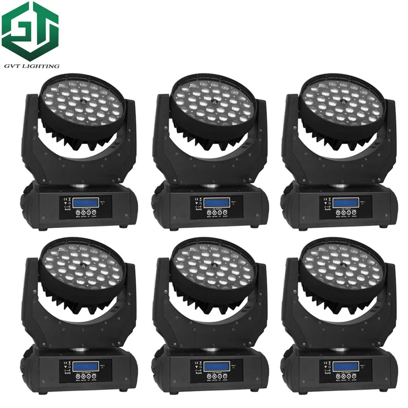 6 шт./лот 36*18 Вт Светодиодная Подвижная головка Zoom Light Wash RGBWA UV в 1 цветное Dj