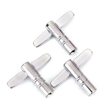 

3 PCS 1/5" Silvery Metal Drum Skin Tuning Key Tuner Solid Snare Wrench Hole Dia 5x5mm Square Socket Tool