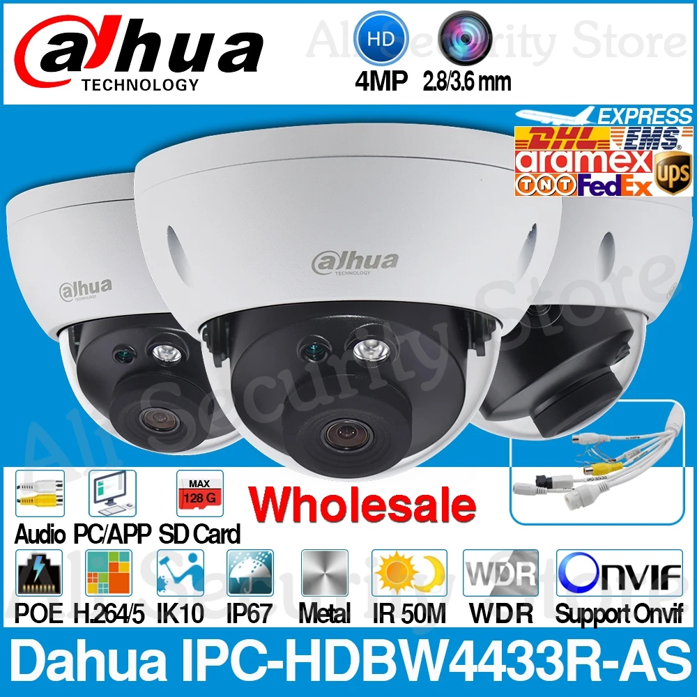 

Dahua Wholesale IPC-HDBW4433R-AS original 4MP IP Camera Replace IPC-HDBW4431R-AS Support IK10 IP67 TF card PoE CCTV Security Cam