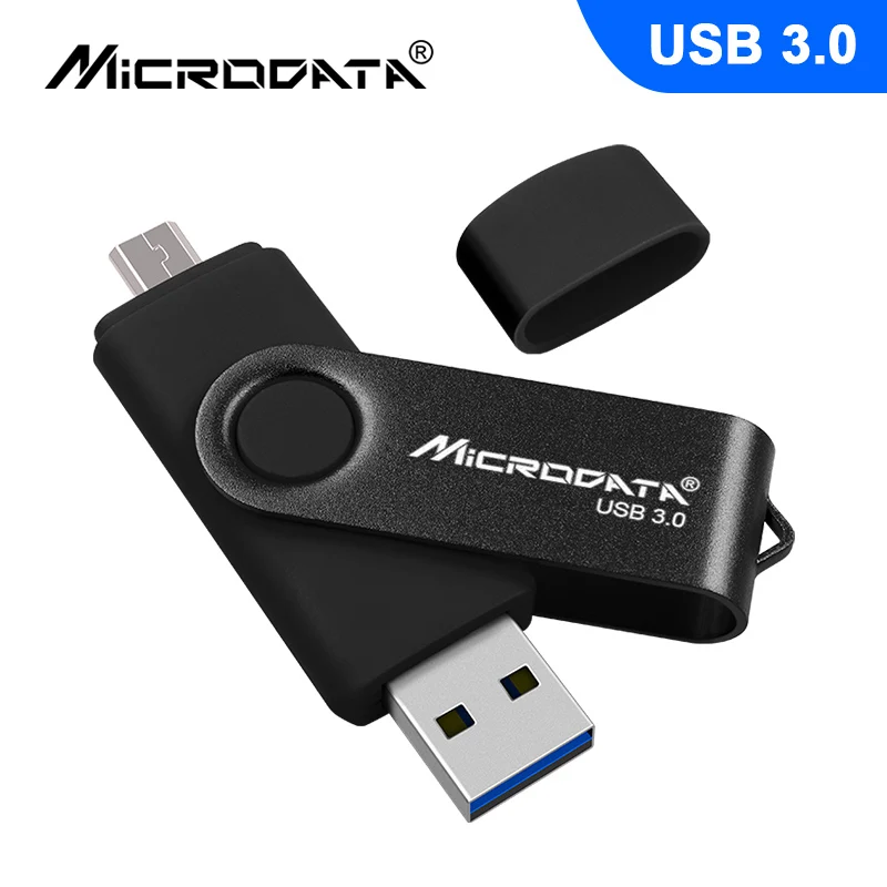 USB 3,0 OTG флеш-накопитель высокоскоростной USB флеш-накопитель 128 Гб 64 Гб Внешняя память USB Флешка 32 Гб 16 Гб микро USB флешка - Цвет: Черный