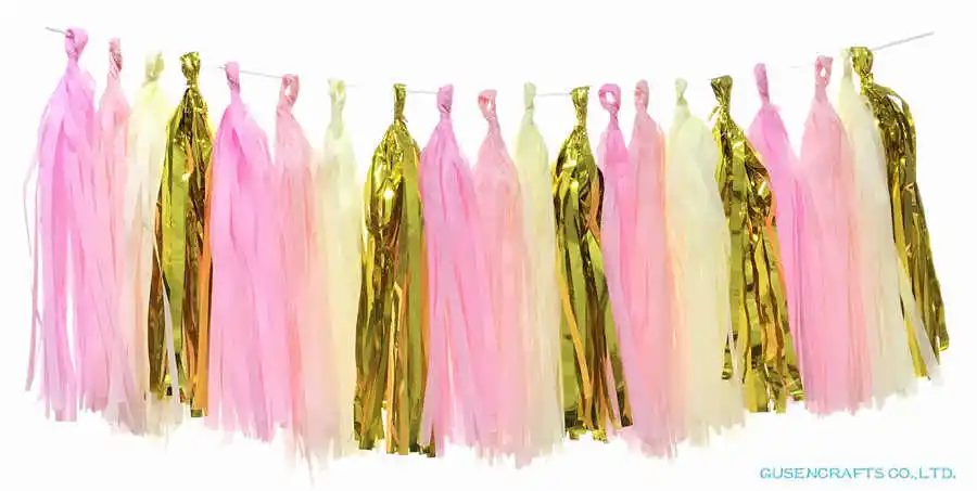 Светло-розовый и белый обручальное кольцо из розового золота декоративная ткань Ленточки бумажная Свадебная гирлянда для праздника воздушный шар для вечеринки на день рождения Подвесной Настенный декор - Цвет: MIX 30