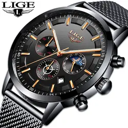 Relogio LIGE новый для мужчин s часы лучший бренд класса люкс повседневное кварцевые наручные часы для мужчин модные нержавеющая сталь