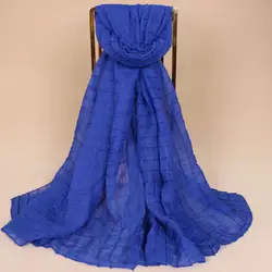 2018 женский модный однотонный клетчатый шарф из вискозы, мягкое оголовье накидка-шаль, мусульманский хиджаб 180*85 см