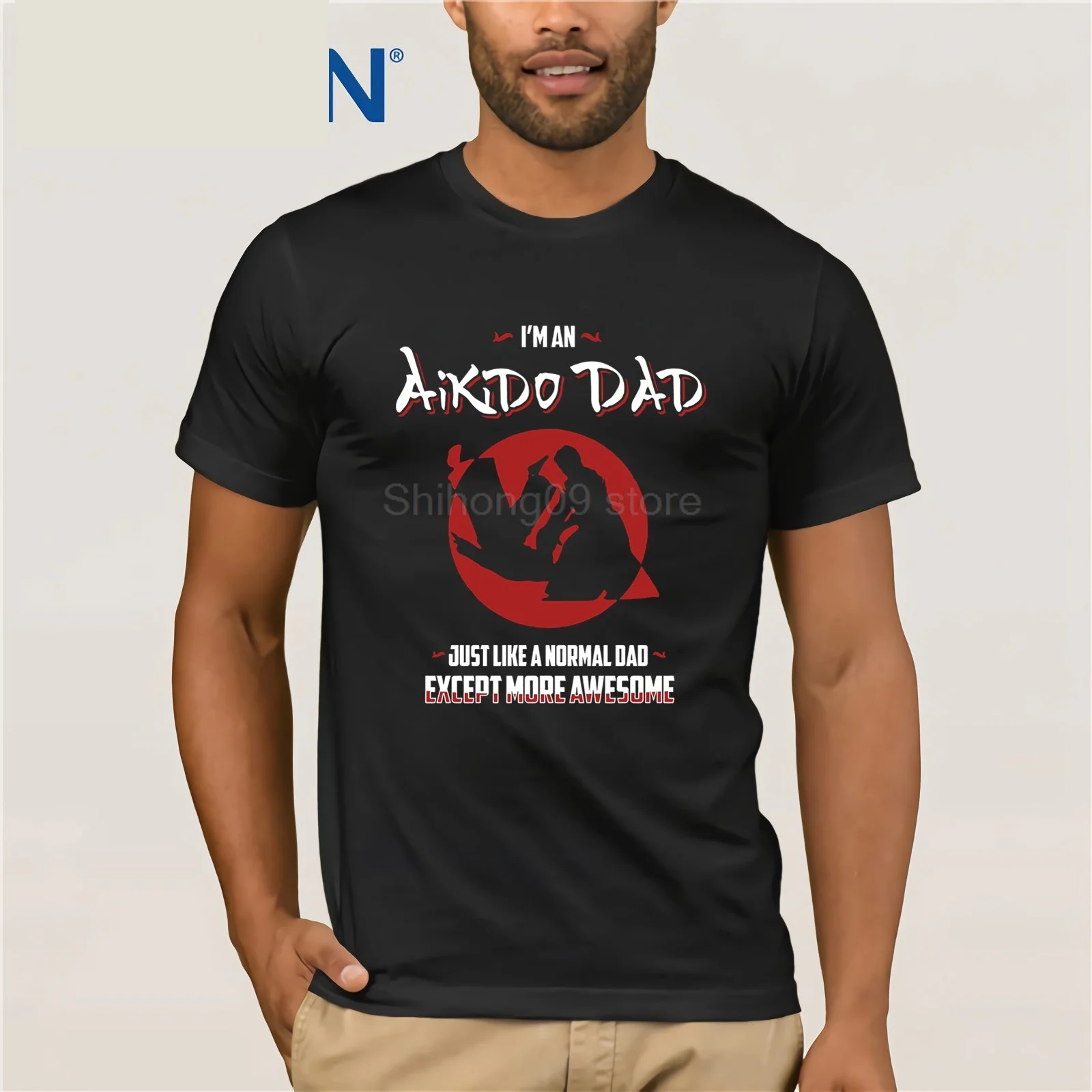 

Mens Aikido Dad Like Normal Dad But Awesome T-Shirt - Aikido Tee Retro Summer Style Short Sleeve T-Shirt