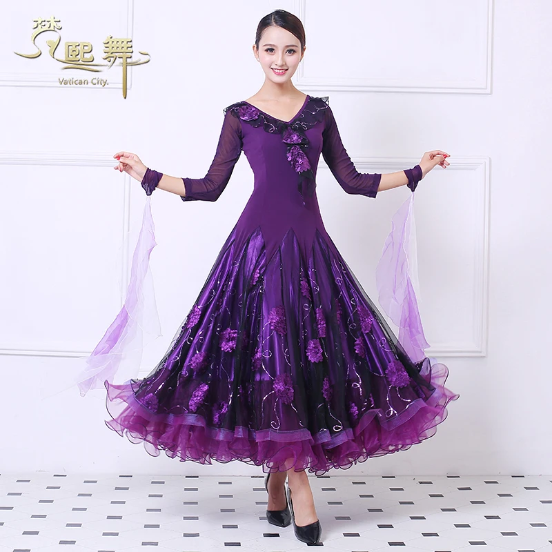 

Girls Customized Ballroom Dance Dress Lady Dancing Competition Dress Women Tango Suit Flamenco Waltz Dancing Customes D-0384