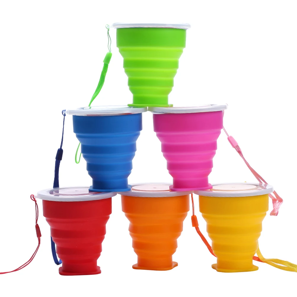 

2pcs/Pack Foldable Silicone Water Bottle Portable Mug With Lid Travel Cup For Outdoors Camping Hiking (Mixed Colors)