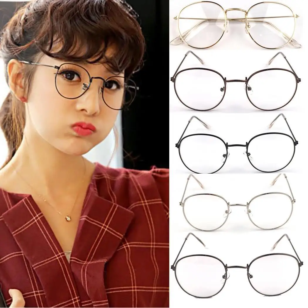 

Classic Round Metal Clear Lens Glasses Decoration Frame 2cm/0.79inch Unisex Retro Style PC Circle Eyeglasses