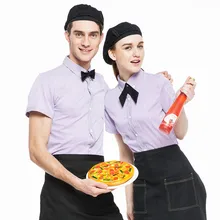 (5 get 10% off, 10 get apron)Man/woman short sleeve coffee shop restaurant hotel waiter shirt uniform work wear work clothes
