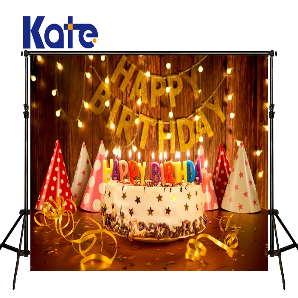 

KATE 10x10ft Photo Background Newborn 1st Birthday Backdrop Wood Veneer Lights and Cake Photo Backgrounds For Children'S Party