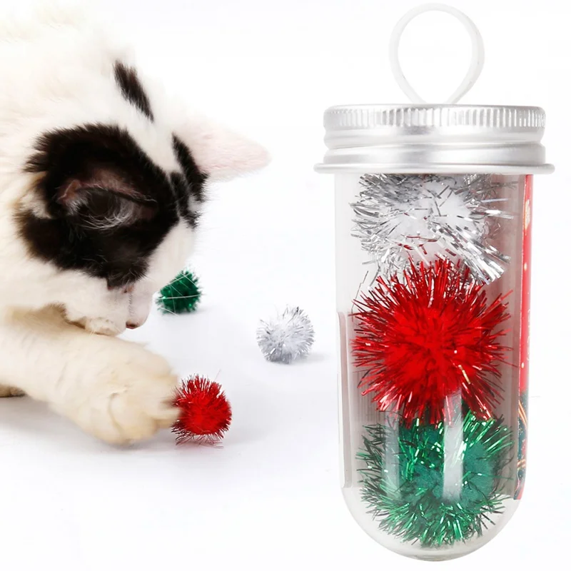 Pet Cats Colorful Ball Toys for Running and Solving Boredom Christmas