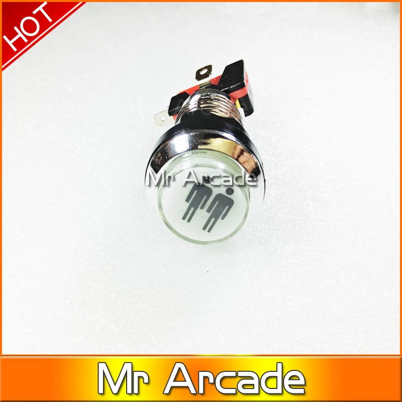 

NEW ARRIVE CHROME Plated illuminated 12v LED Arcade Push Button with microswitch player 1 and 2