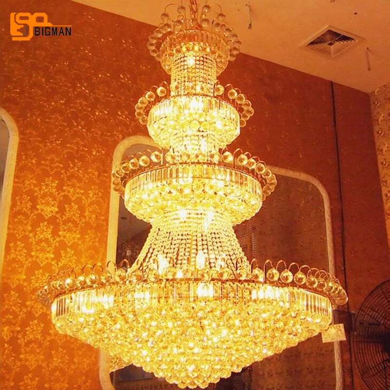 

Europen style large crystal chandeliers modern lighting AC110V 220v lustre hotel lobby lights