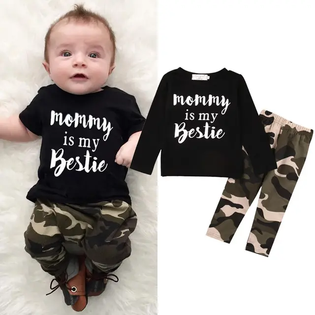 Fashion Newborn Baby Boy Girl Clothes Mommy is My Bestie Long Sleeve T