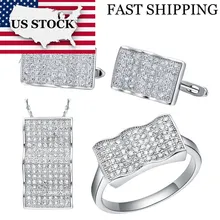 США Стоковое Uloveido модное коктейльное кольцо, серьги, ожерелье, наборы ювелирных изделий для свадебной вечеринки квадратная бижутерия ювелирные изделия T052