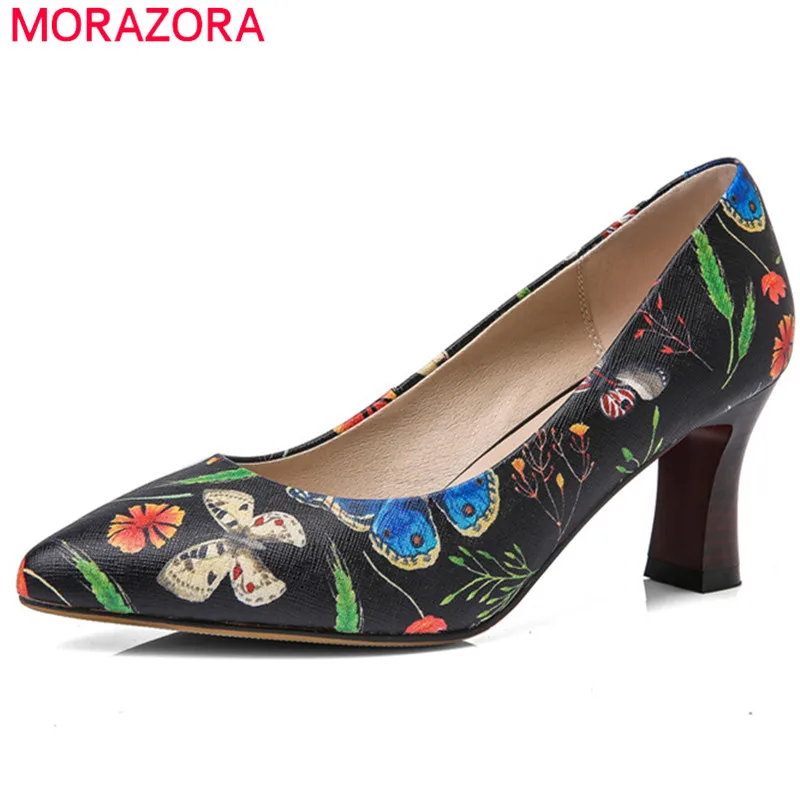 

MORAZORA 2019 new arrival women pumps genuine leather shoes shallow simple spring summer shoes high heels office ladies shoes