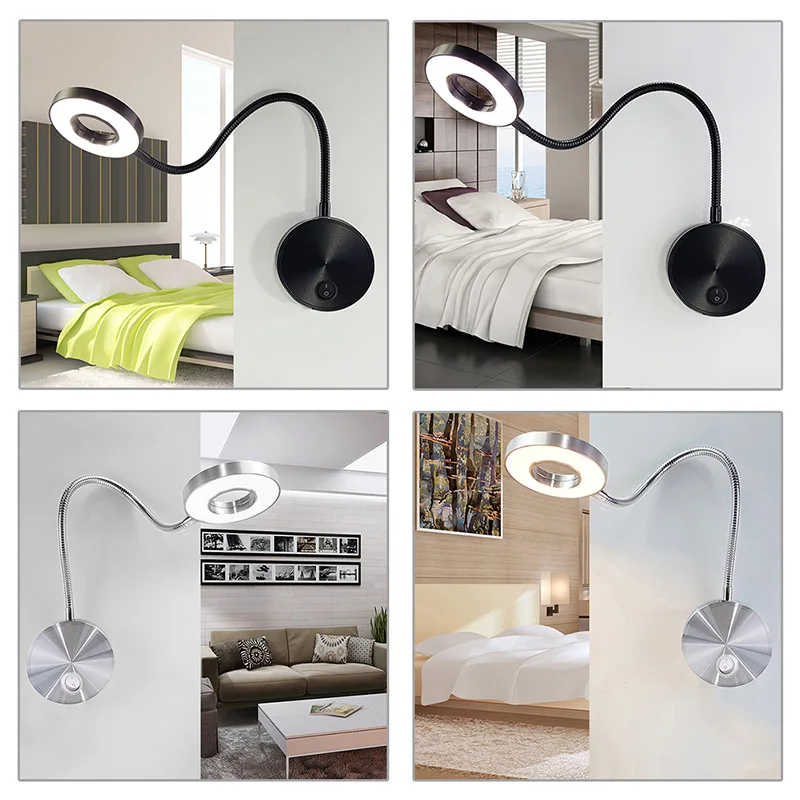 5 Вт светодиодный настенный светильник Гибкая домашняя гостиничная прикроватная лампа для чтения современная настенная лампа модная книжная лампа внутренний алюминиевый светодиодный светильник
