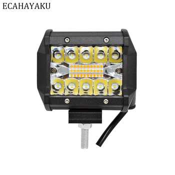 

ECAHAYAKU New 4 inch LED Light Bar 12V 60W Dual color with Strobe Flashing style for Off road SUV Boat Jeep Hummer Fog Light 12V