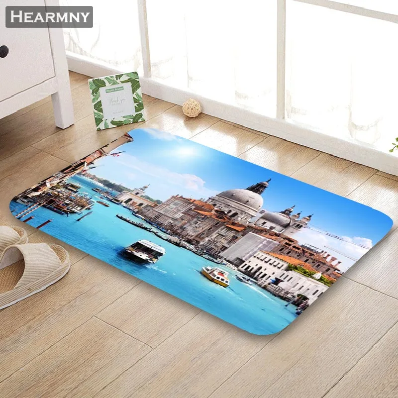 Пользовательские Венеция коврик пол/ванна/кухня/пляж фланелевый губчатый материал 3D печатных лохматые украшения для спальни