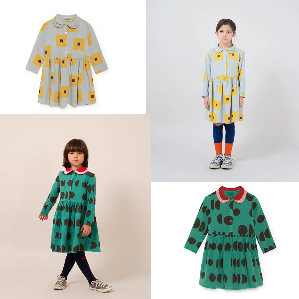 Comprare 2018 Autunno Bobo Sceglie Del Bambino Delle Ragazze Dei Capretti del Vestito Abiti Vestiti Del Peter Pan Del Collare Della Principessa Del Vestito Da Partito Per La Ragazza Retro Vestiti