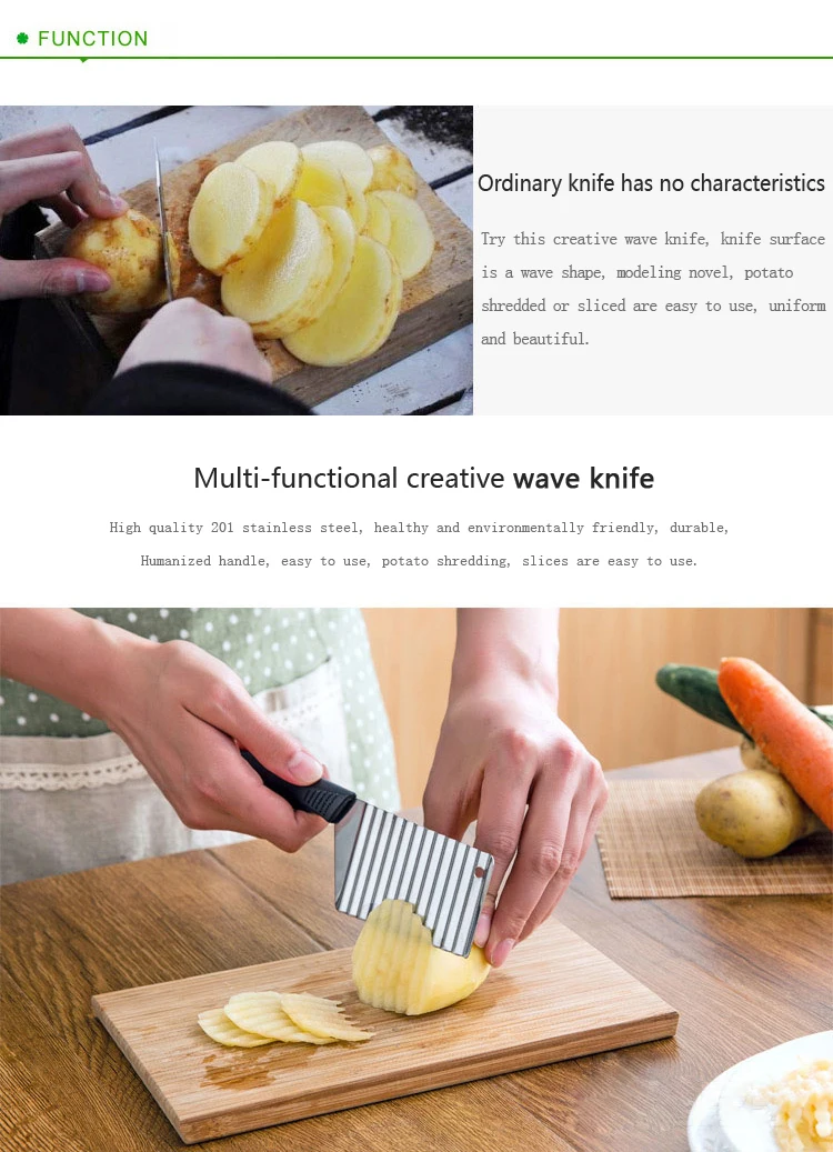 XZJJA креативный нож из нержавеющей стали для волнистой нарезки картофеля, нож для овощей, фруктов, картофеля, Овощечистка, инструменты для приготовления пищи, кухонные ножи, аксессуары