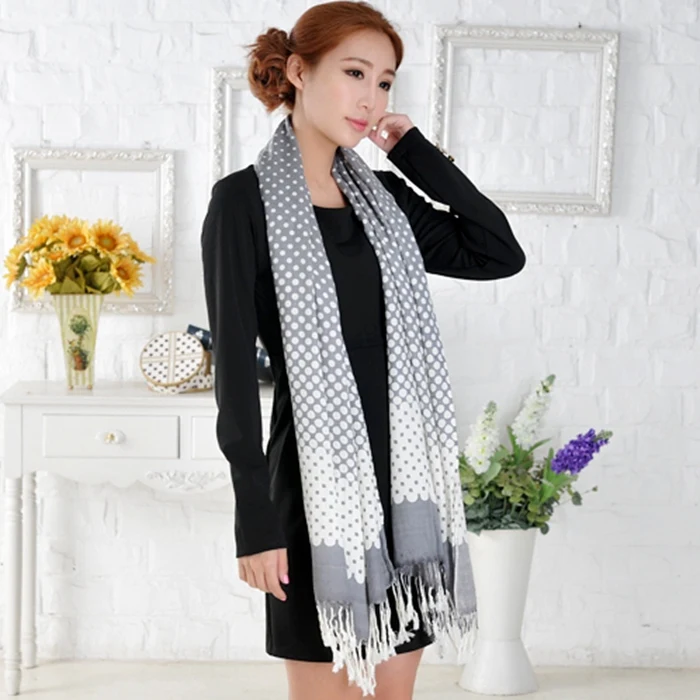 Classic all-match dot print slanting stripe cotton women's scarf dual cape | Аксессуары для одежды