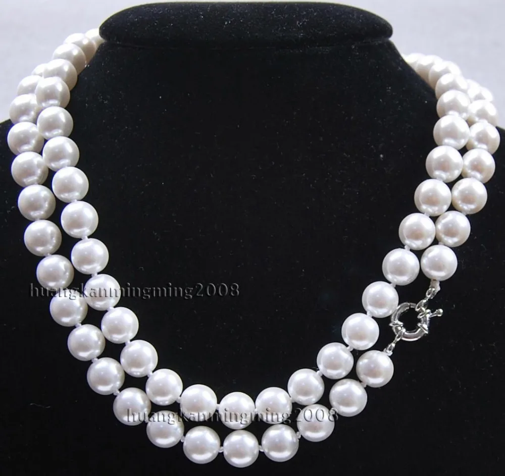 

QW844 10mm White South Sea Shell Pearl Necklace AAA Grade, 32 inch AAA style Fine Noble real Natural free shipping ##a #a