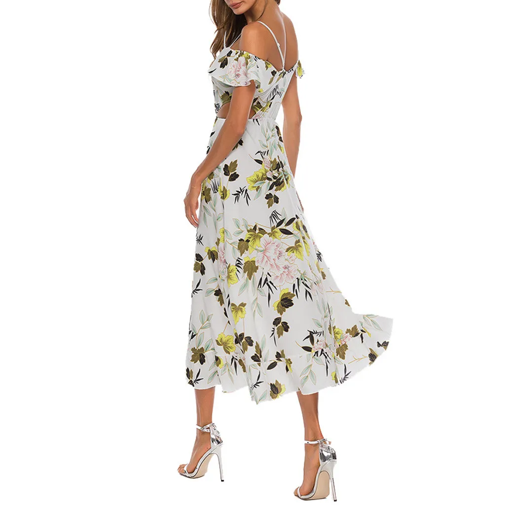 Formal dress women elegant long Casual Off Shoulder party dress 2019 Summer Sexy Boho Flower Print Beach Maxi Dresses vestidos