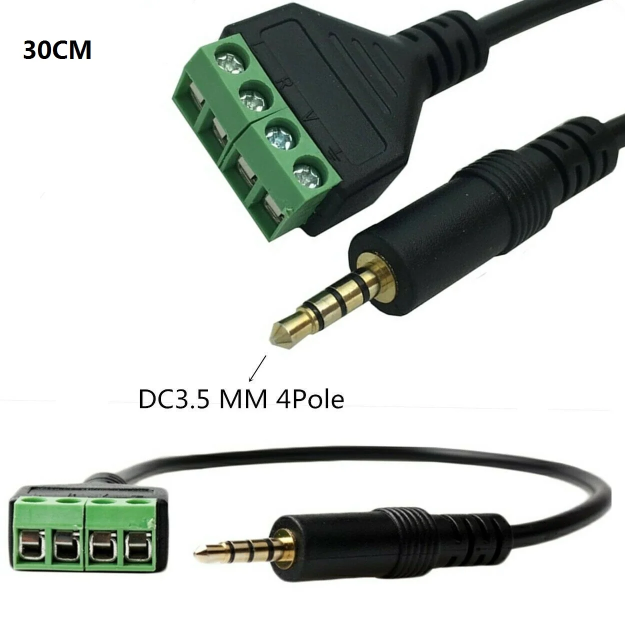 

3.5mm 1/8" Stereo TRRS Male Plug To 4 Pole AV Screw Video Balun Terminal Cable