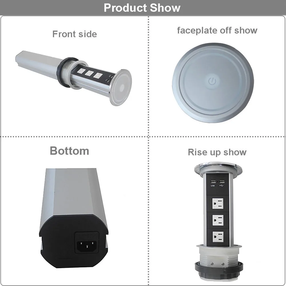 Автоматическая моторизованная подъемная всплывающая розетка питания 3 штепсельная вилка США и 2 usb-порта для домашнего офиса/кухни/конференц-зала дома