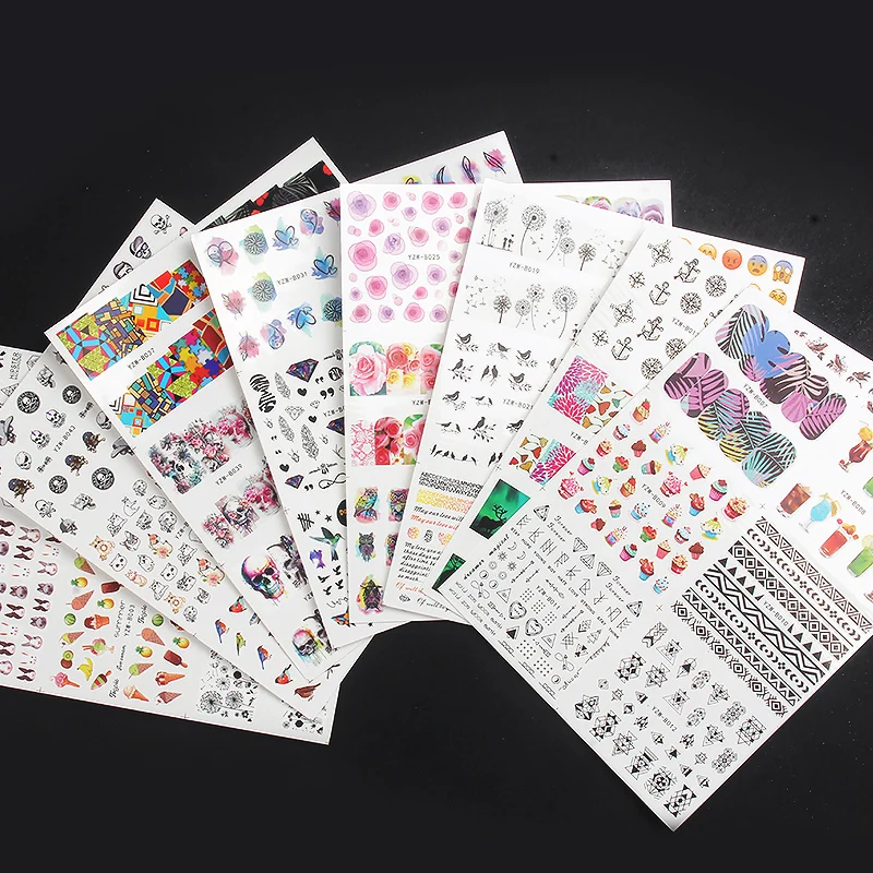 

ZKO 48 Styles Hot Sales Water Nail Art Sticker Decals Watermark Slider Chic Patterns Transfer Tattoos Manicure Wrap Tips