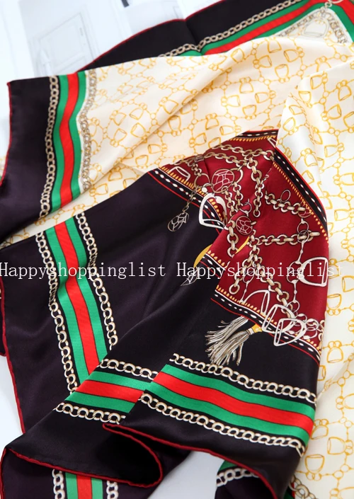 Elegante marca hecha a mano 100% crepe satén liso seda bufanda - 2