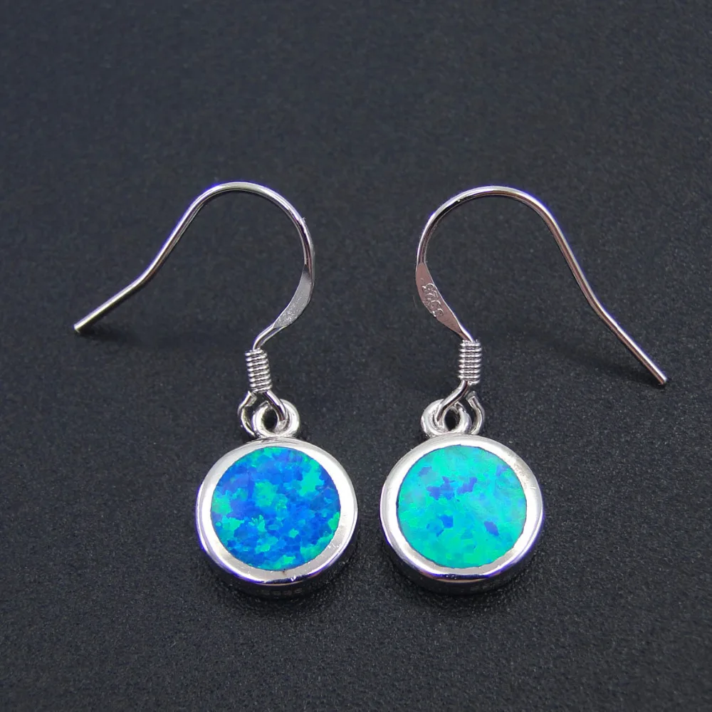 

100% 925 Sterling Silver Jewelry Fine Blue Opal Earrings Drop Earring for Women Jewelry Simple Style Jewelry Factory Wholesale