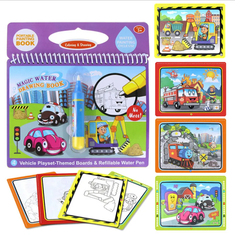

Baby Kids Magic Water Drawing Colouring Book Doddle Learning Book With Water Pen Non-toxic environmental toys Easy to use