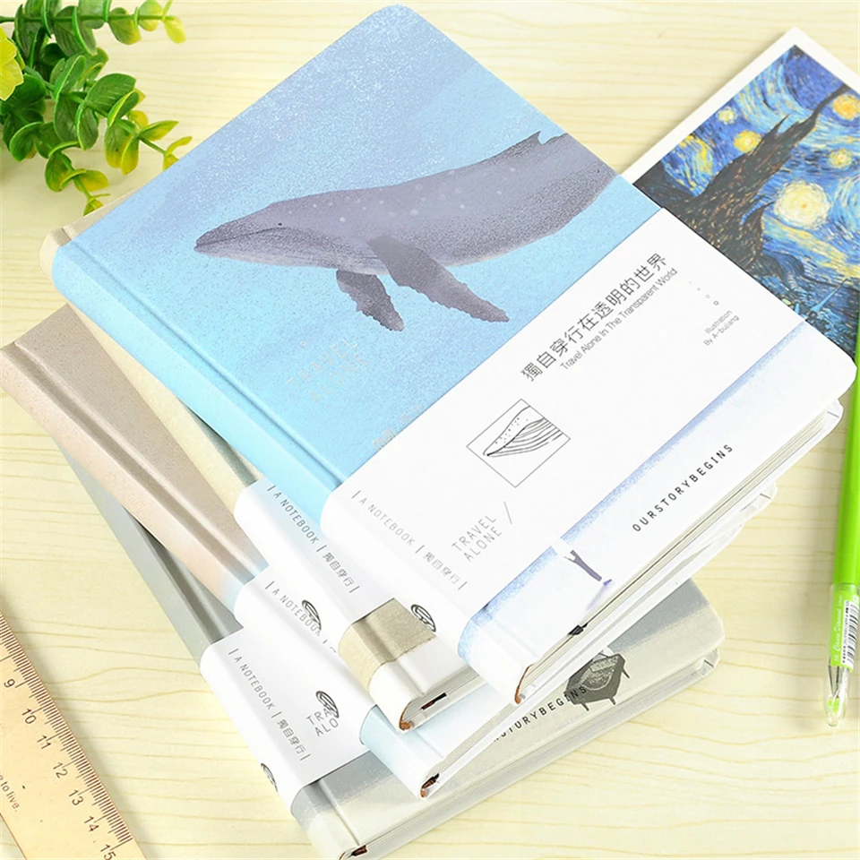

A5 Journal Diary Notebook Diary Notepad Cartoon Travel Kawaii Blue Whale 128 Sheets Notepads School Office Supply