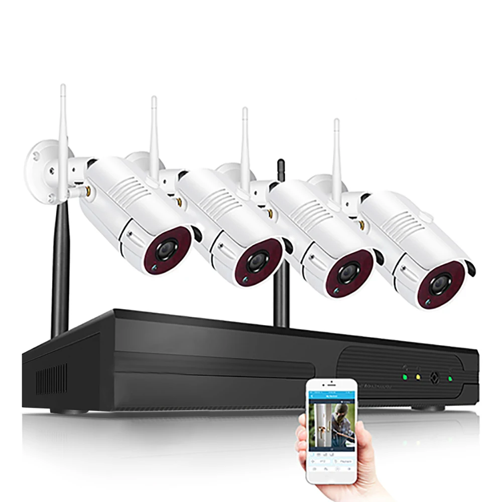 4CH/8CH CCTV P2P 1080P Wifi NVR система 36 IR Водонепроницаемая наружная пуля 1080P видео IP Беспроводная камера система безопасности жесткий диск - Цвет: 4ch NVR W 4pcs WCams