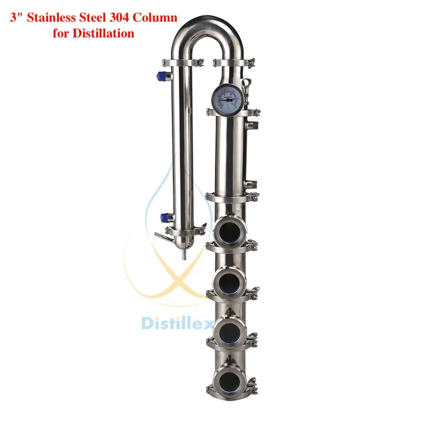 Новинка 3 дюйма(OD91mm) медные Пузырьковые пластины дистилляционная колонка с 4 секциями для дистилляции из нержавеющей стали 304 колонка