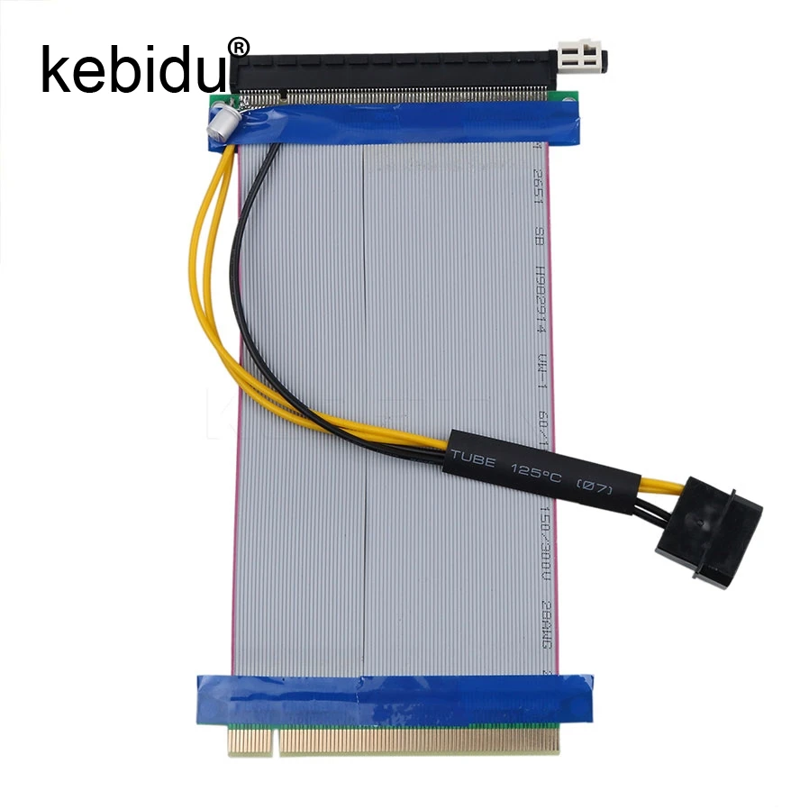 Kebidu 19 см Molex power PCI E 16X to Riser Card адаптер преобразователь удлинитель Гибкий плоский