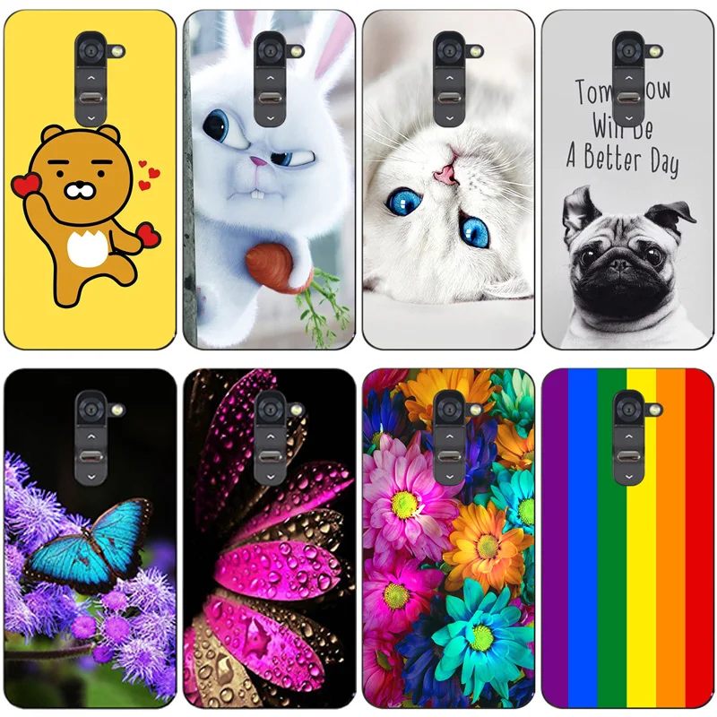 

For LG G2 Cases Printing flower cats tiger silicone Phone Bag Case For LG Optimus G2 G 2 D802 D805 D801 Cover Stand Card Holder