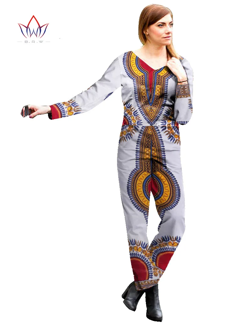 Африканская одежда для Для женщин Боди Комбинезоны богатый Африканский Базен принт брюки Дашики большого размера в африканском стиле Одежда brw WY544 - Цвет: 14