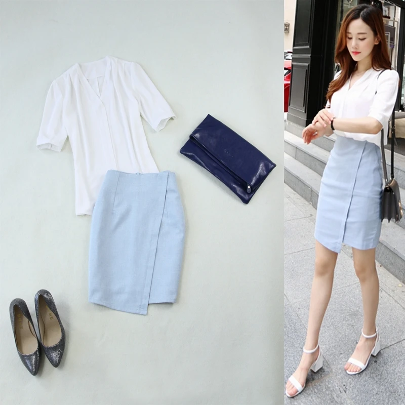 

Женский комплект из 2 предметов, белая Простая рубашка с v-образным вырезом и короткими рукавами + сумка в стиле хип-хоп, 2019