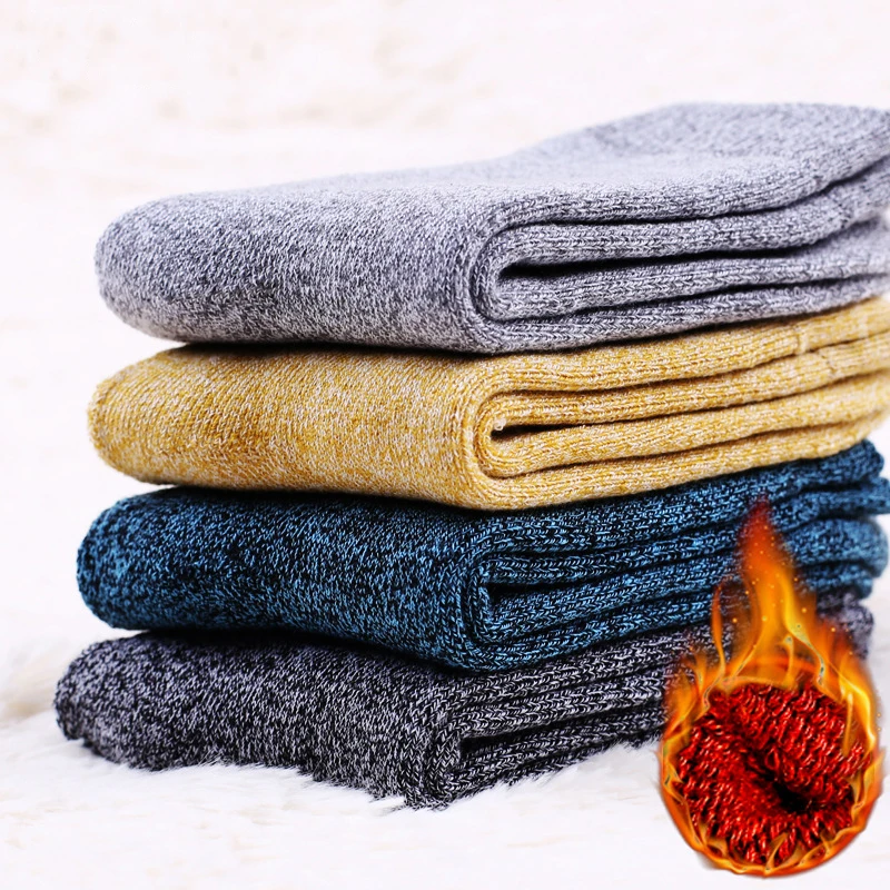 

5 Pair/Lot Men's Thick Cotton Socks Autumn Winter Warm Towel Terry Socks Fame Style 10 Colors Dress Socks Men meias masculino