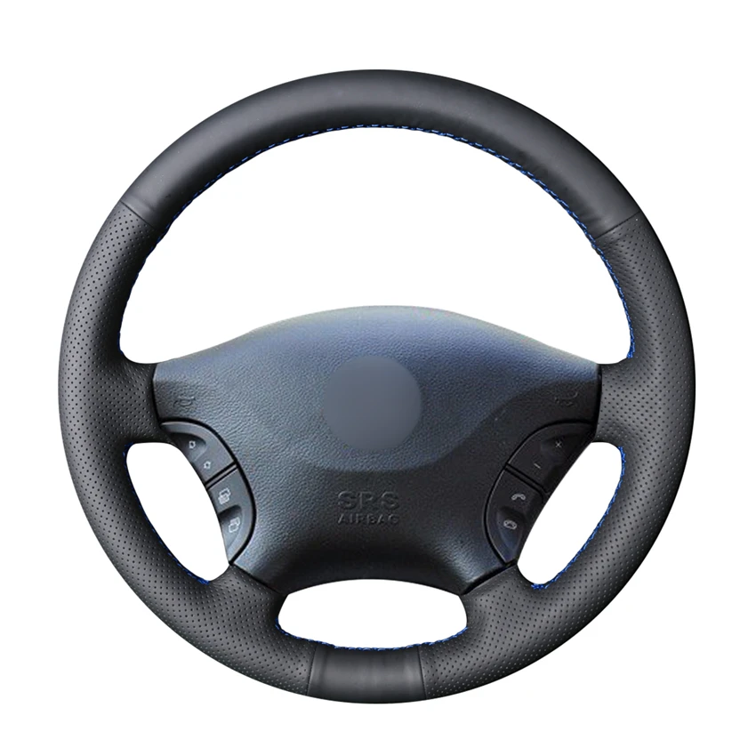 Mão-costurado preto plutônio couro artificial cobertura de volante do carro para mercedes benz w639 viano vito volkswagen vw crafter