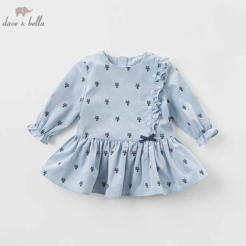 Dave bella/DBM8194; осеннее платье с модным принтом для маленьких девочек; детское платье для дня рождения; милая одежда для малышей