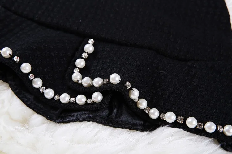 Париж Подиум кардиган накидка стиль пальто и короткая юбка с оборками 2 шт. женский Зима Весна черный набор для бисероплетения
