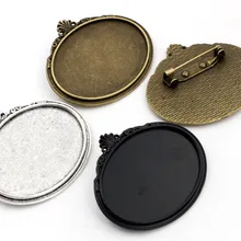 Новая мода 5 шт. 30x40 мм Внутренний размер античный серебряный, бронзовый и черный булавка брошь пирсинг стиль База Установка кулон