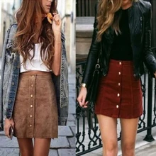 Женская осенне-зимняя модная замшевая мини-юбка, однотонные сексуальные женские юбки до колена, размер S-2XL 6Q2482