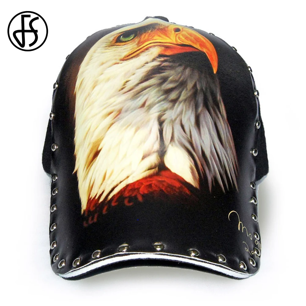 

FS 5 Panel Animal Cap Eagle 3D Printing Baseball Caps For Men Women With Rivet Streetwear Freedom Dad Hat 2019 Gorra Animales