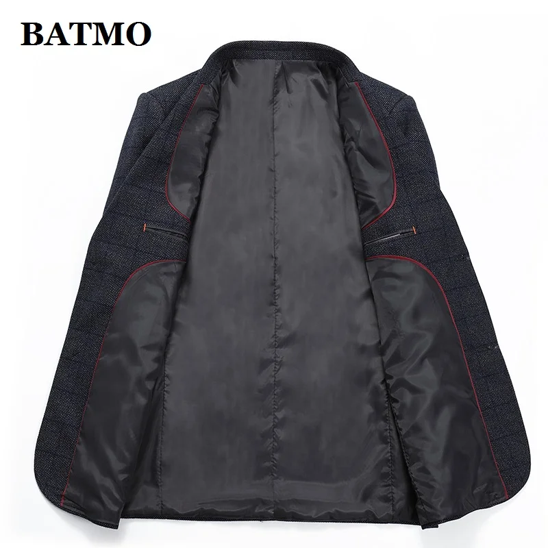 BATMO Новое поступление весенний высококачественный клетчатый Повседневный приталенный Блейзер для мужчин, мужские тонкие куртки, большие размеры QHX903